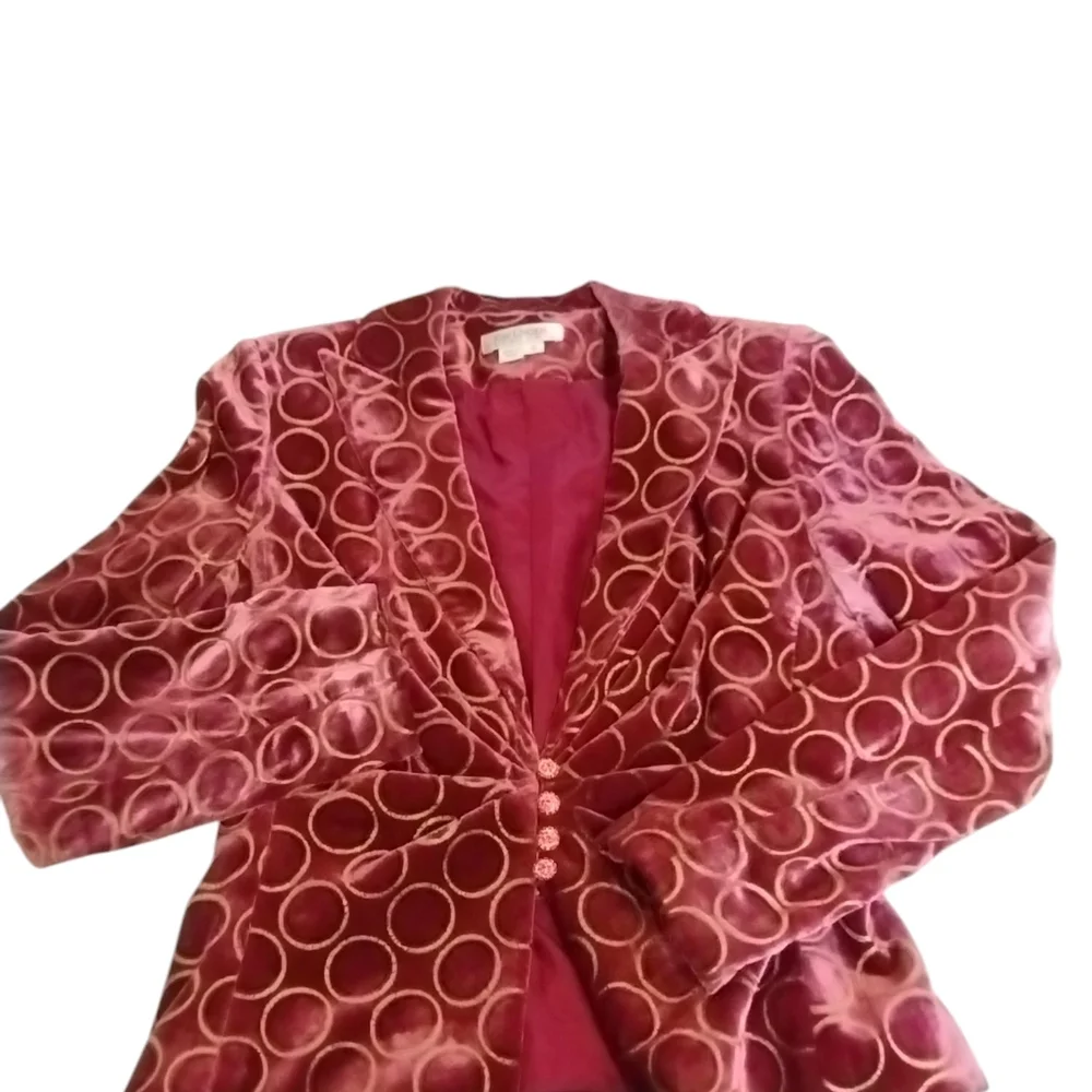 Y2K Kay Unger NY Women's Velour Art Wear Grannycore Old Money Blazer Size 8 Vamp